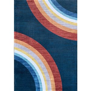 Rug Branch Kids Soft Steps Playtime 5 x 7-in Rainbow Navy Indoor Soft Area Rug