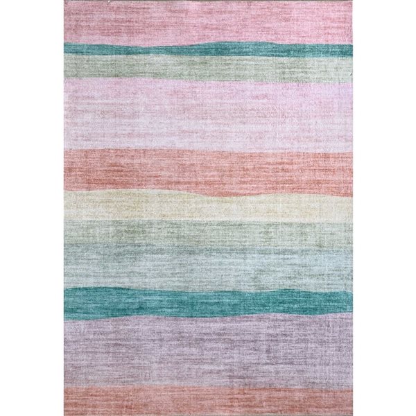 Tapis d'intérieur doux pour enfants Soft Steps Playtime par Rug Branch, 6 x 9 po, arc-en-ciel coloré, rose, vert