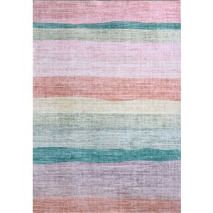 Tapis d'intérieur doux pour enfants Soft Steps Playtime par Rug Branch, 4 x 6 po, arc-en-ciel coloré, rose, vert