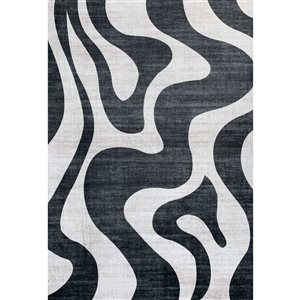 Tapis d'intérieur à imprimé zèbre abstrait noir et blanc Eclipse par Rug Branch 5 x 7 po