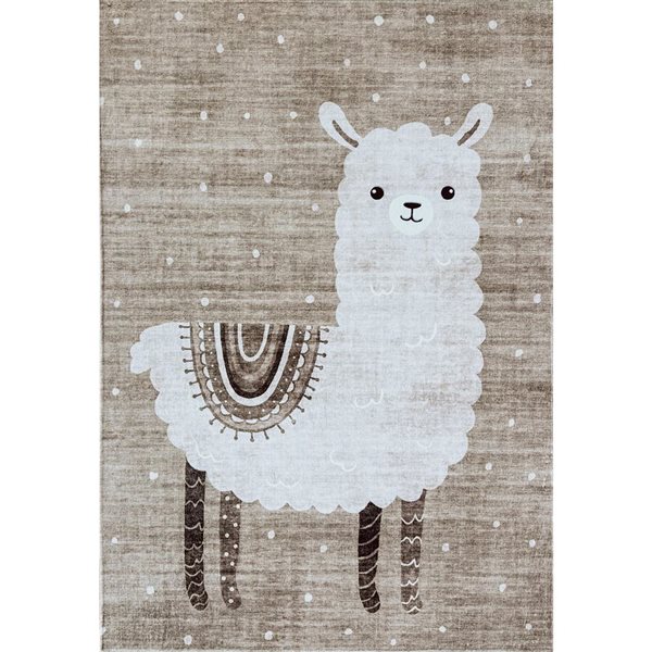 Rug Branch Kids Soft Steps Playtime 6 x 9-in Llama Brown Beige Indoor Soft Area Rug