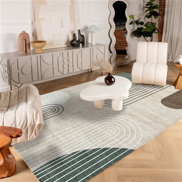 Rug Branch Eclipse 5 x 7-in Mid-Century Modern Beige Green Indoor Area Rug