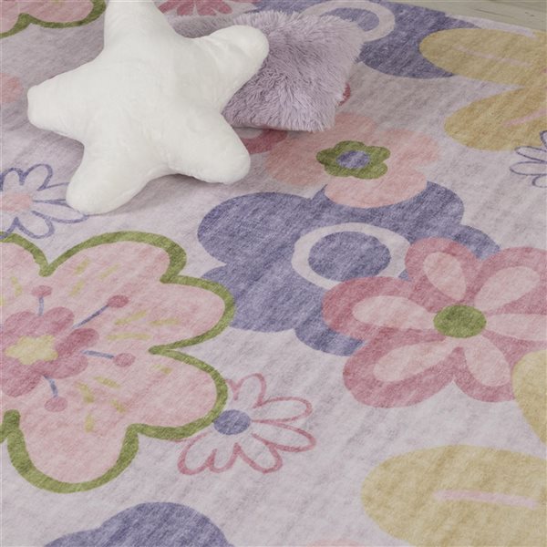 Tapis de jeu pour enfants Soft Steps Playtime par 4 x 6 po fleurs rose et mauve