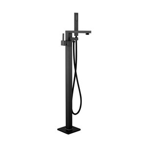 Agua Canada Sammie-Matte Black 1-Handle Freestanding Floor Mount Tub Faucet Filler w/ Hand Shower

