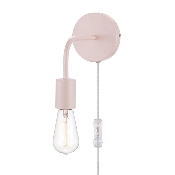 Globe Electric Novogratz Walter 1-Light Blush Pink Plug-in or Hardwire Wall Sconce