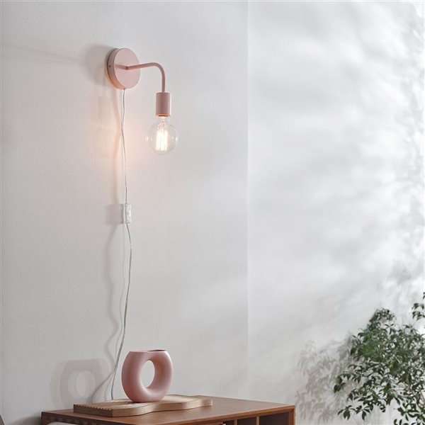 Globe Electric Novogratz Walter 1-Light Blush Pink Plug-in or Hardwire Wall Sconce