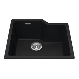 Franke Granite Series 22.06 x 19.69-in Matte Black Granite Composite Undermount Single Bowl Kitchen Sink