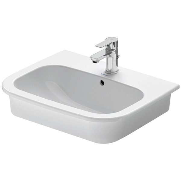 Lavabo rectangulaire encastré D-Code Duravit en porcelaine blanche 17,13 L. x 21,5 po l. avec trop-plein