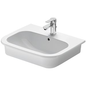 Lavabo rectangulaire encastré D-Code Duravit en porcelaine blanche 17,13 L. x 21,5 po l. avec trop-plein