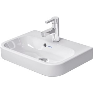 Duravit Happy D.2 19.63-in White Vitreous China Wall-Mount Rectangular Bathroom Sink w/ Overflow