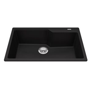 Franke Granite Series 30.7 x 19.69-in Matte Black Granite Composite Drop-in Single Bowl Kitchen Sink