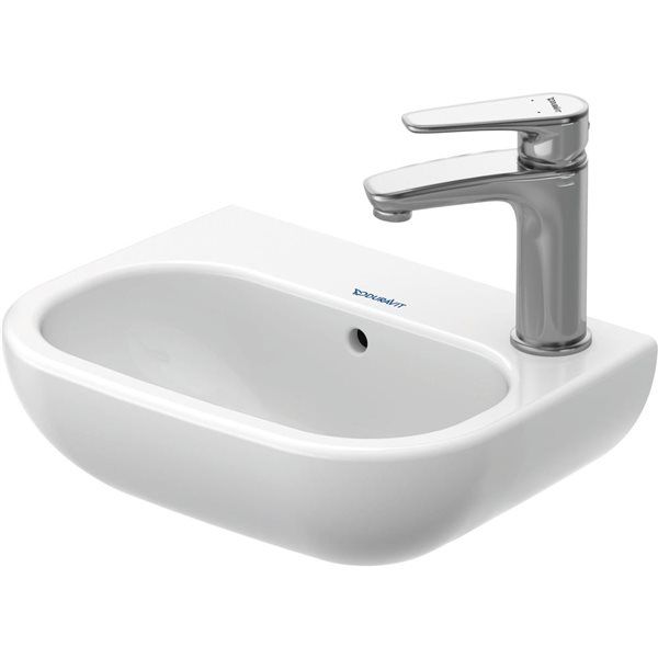 Lavabo rectangulaire mural D-Code Duravit en porcelaine blanche 14,12 L. x 10,62 po l. avec trop-plein