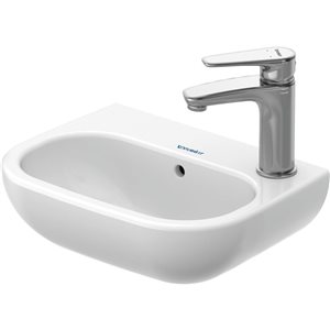 Lavabo rectangulaire mural D-Code Duravit en porcelaine blanche 14,12 L. x 10,62 po l. avec trop-plein