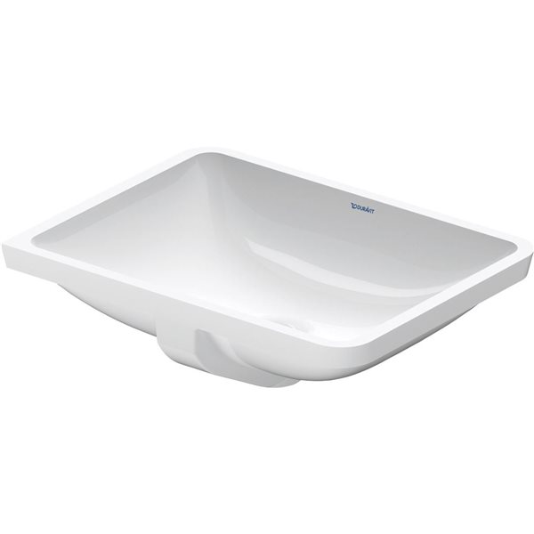 Lavabo rectangulaire sous-plan Starck 3 Duravit en porcelaine blanche 20,88 po avec trop-plein