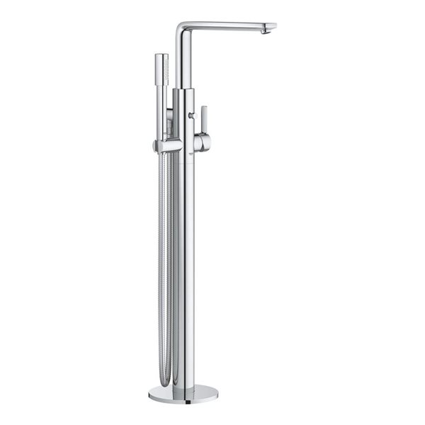 GROHE Lineare Chrome Single-Hole Floor-Mounted Bathtub Filler with Hand Shower