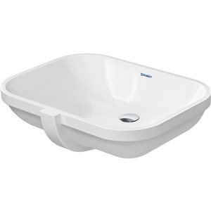 Duravit D-Code 22-in White Vitreous China Undermount Rectangular Bathroom Sink w/ Overflow