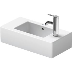 Petit lavabo sur comptoir Vero Duravit en porcelaine blanche 19,63 po avec trop-plein