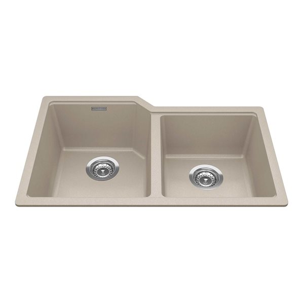 Franke Granite Series 30.69 x 19.69-in Champagne Granite Composite Undermount 60/40 Double Bowl Kitchen Sink