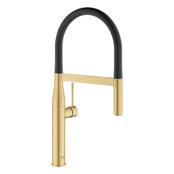 GROHE Essence Gold/Black 1-Handle Pull-Down Dual-Spray Deck-Mount Kitchen Faucet