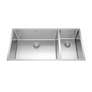 Franke Brookmore 35.6 x 18.2-in Stainless Steel Undermount 60/40 Double Bowl Kitchen Sink