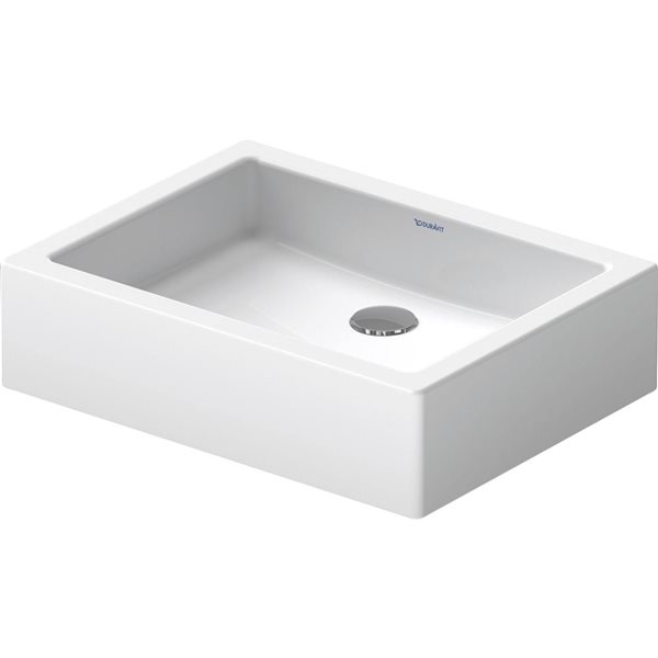 Lavabo rectangulaire Vero Duravit en porcelaine blanche 19,63 po avec trop-plein