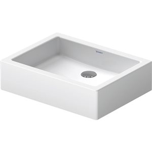 Duravit Vero 19.63-in White Vitreous China Rectangular Vessel Bathroom Sink w/Overflow