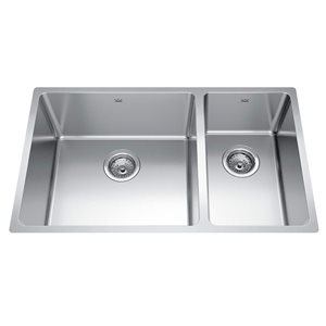 Franke Brookmore 30.6 x 18.2-in Stainless Steel Undermount 60/40 Double Bowl Kitchen Sink