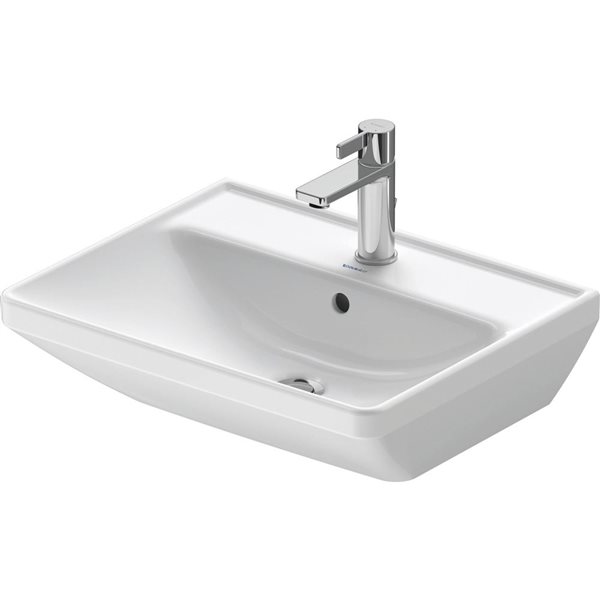 Lavabo rectangulaire mural D-Neo Duravit en porcelaine blanche 22,63 po avec trop-plein