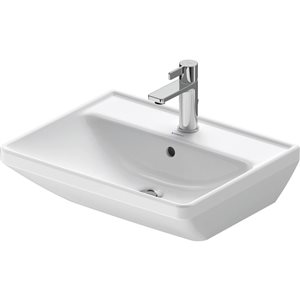 Duravit D-Neo 22.63-in White Vitreous China Wall-Mount Rectangular Bathroom Sink w/ Overflow