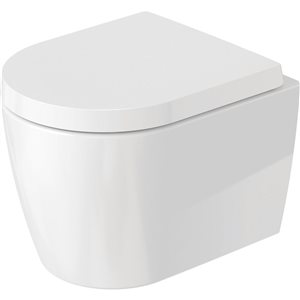 Cuvette de toilette murale ME by Starck Duravit en blanc avec HygieneGlaze, siège et couvercle non compris