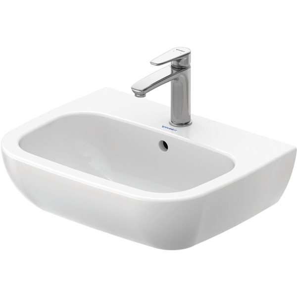 Lavabo rectangulaire mural D-Code Duravit en porcelaine blanche 21,63 po avec trop-plein