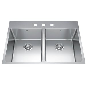 Franke Brookmore 32.9 x 22.1-in Stainless Steel Drop-in 50/50 Double Bowl Kitchen Sink