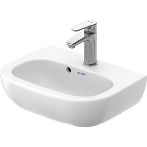 Lavabo rectangulaire mural D-Code Duravit en porcelaine blanche 15,35 L. x 8,47 po l. avec trop-plein