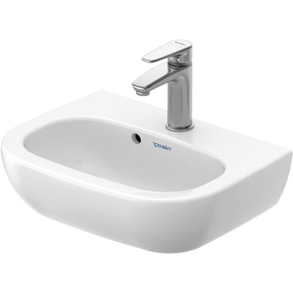 Duravit D-Code White Vitreous China Wall-Mount Rectangular Bathroom Sink w/ Overflow - 15.35 L x 8.47-in W