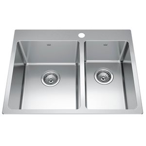 Franke Brookmore 27 x 20.9-in Stainless Steel Drop-in 60/40 Double Bowl Kitchen Sink