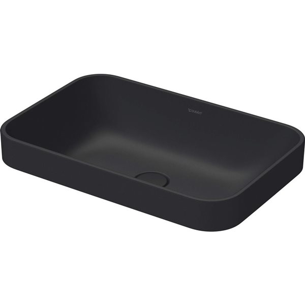 Duravit Happy D.2 23.63 x 15.75-in Matte Black Ceramic Rectangular Vessel Bathroom Sink without Overflow