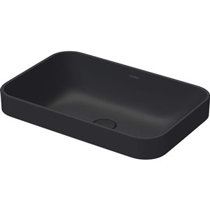 Duravit Happy D.2 23.63 x 15.75-in Matte Black Ceramic Rectangular Vessel Bathroom Sink without Overflow