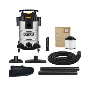 Aspirateur universel eaux et poussières DEWALT 8 gallons en acier inoxydable