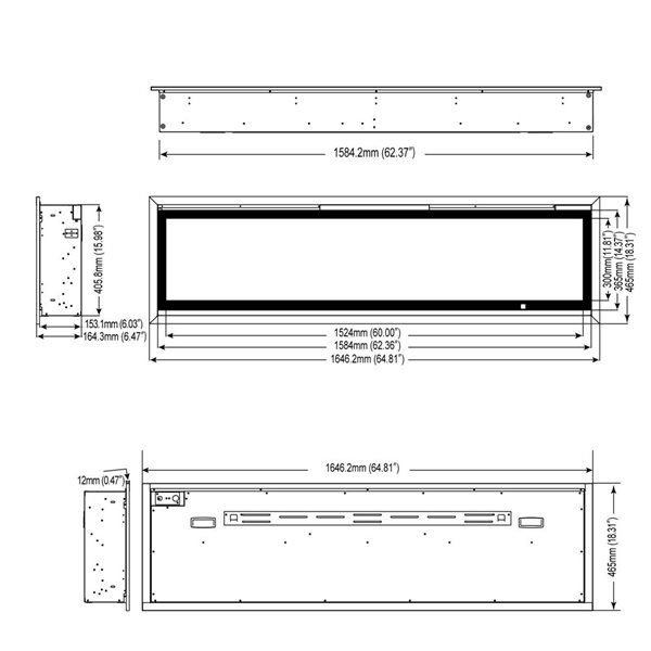 ActiveFlame Pro Series Black Diamond 60-in 5000 BTU Electric Fireplace