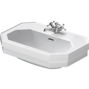 Duravit 1930 Series White Vitreous China Wall-Mount Octagon Bathroom Sink w/ Overflow - 26.13 L x 18.88-in W