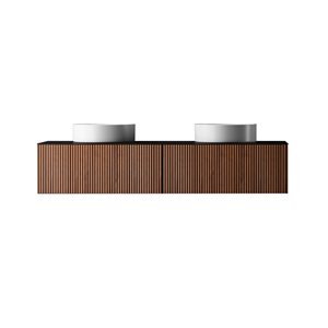 Agua Canada Ingrid 60-in Brown Corrugated Wood Veneer 1-Drawer Wall-Mount Vanity w/ Dark Grey Metal Surface