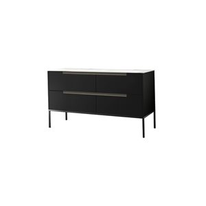 Agua Canada Ines 60-in Matte Black Wood Veneer 4-Drawer Freestanding Vanity w/ White Solid Surface and Single Sink