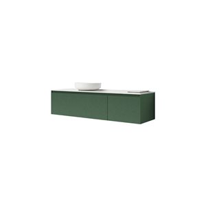 Agua Canada Imelda 48-in Green Wood Veneer 2-Drawer Wall-Mount Vanity w/ White Solid Surface Countertop