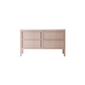 Agua Canada Irene 60-in Bleach Oak Wood Veneer 2-Drawer Freestanding Vanity w/ White Solid Surface and Double Sink