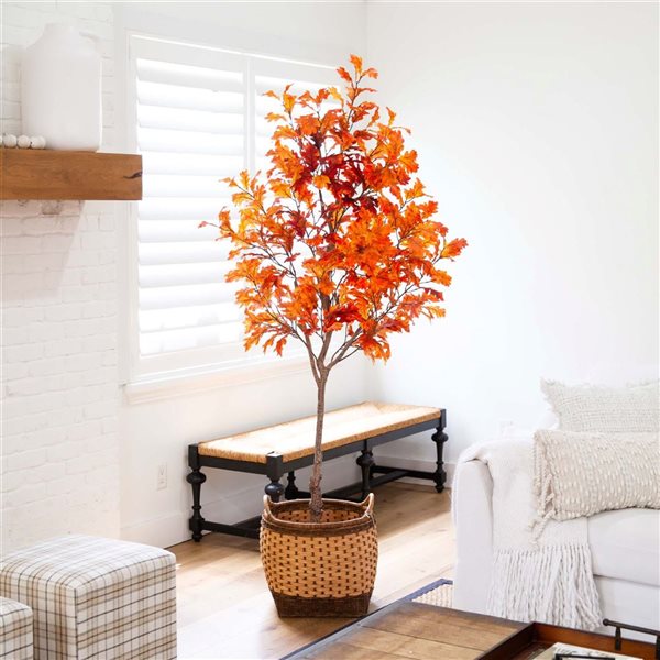 Nearly Natural 7-ft Autumn Oak Artificial Tree