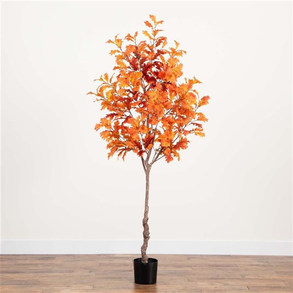 Nearly Natural 7-ft Autumn Oak Artificial Tree