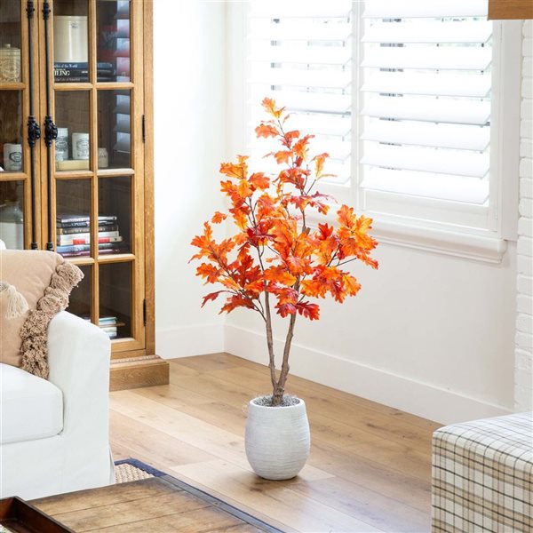 Nearly Natural 4-ft Autumn Oak Artificial Tree