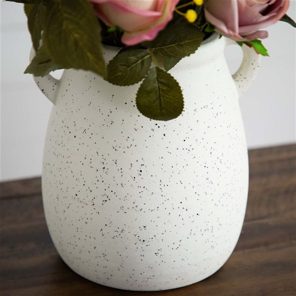 Nearly Natural 25-in Mixed Flower Arrangement in Ceramic Vase