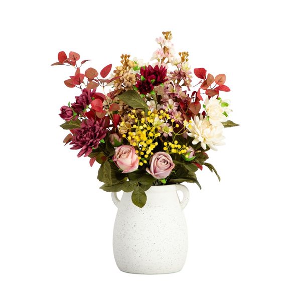 Nearly Natural 25-in Mixed Flower Arrangement in Ceramic Vase