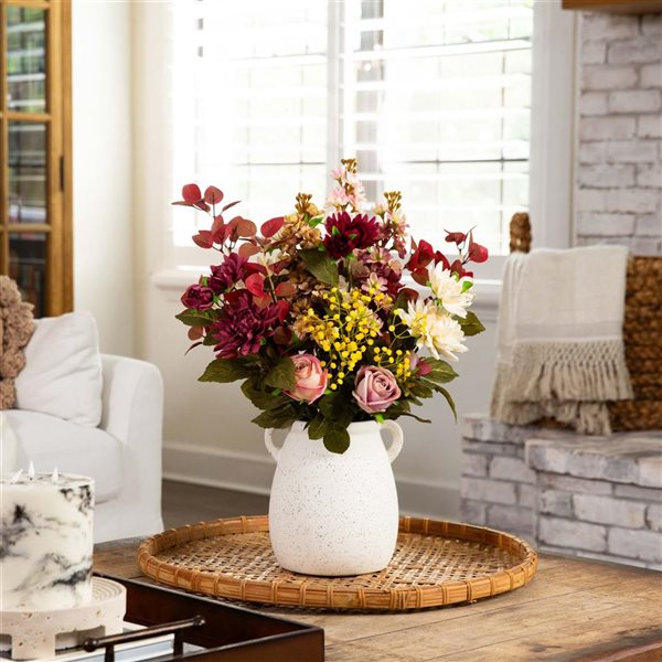 Nearly Natural 25-in Mixed Flower Arrangement in Ceramic Vase